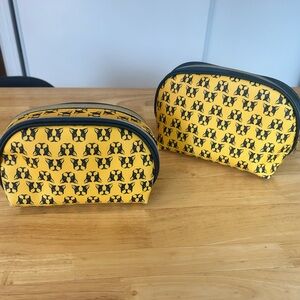 Yellow Cosmetic Bags with Boston Terrier Pattern